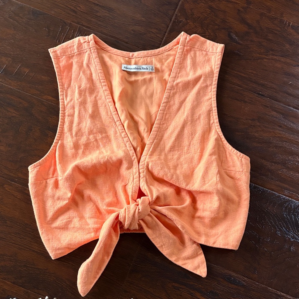 Abercrombie & Fitch Orange Tie-Front Crop Top